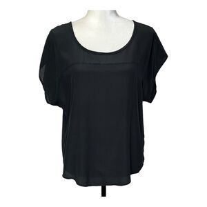Joie Womens Black Dolman Short Sleeve Blouse Lightweight Scoop Neck Size Small